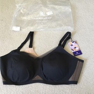 Honeylove Black Wireless Mesh-Panel Bra
